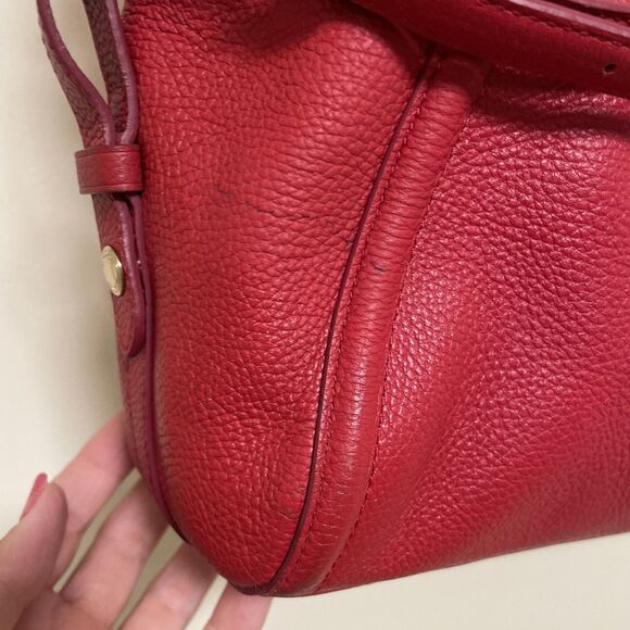 Coach Prairie True Red Pebbled Leather Convertible Chain Satchel Gold - Picture 4 of 16